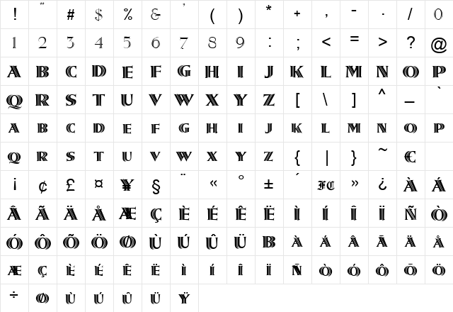 Smoking Regular font glyphpreview