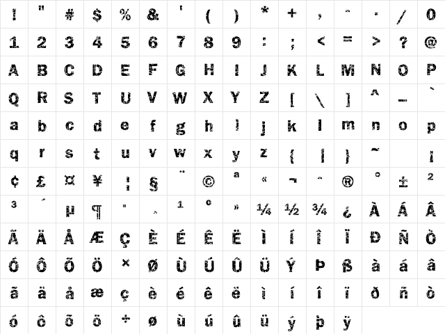 Funky07 Becker Regular font glyphpreview