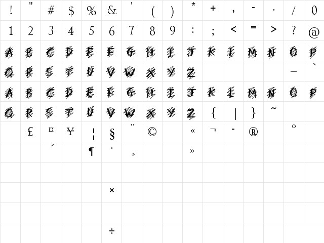 my mistake Regular font glyphpreview
