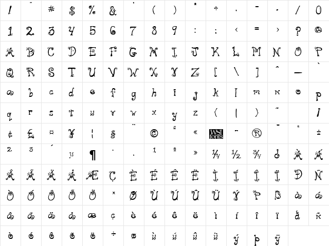 Freaky Regular font glyphpreview
