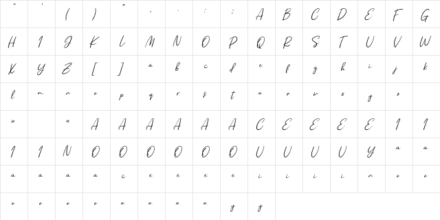 Andiny Personal Use font glyphpreview