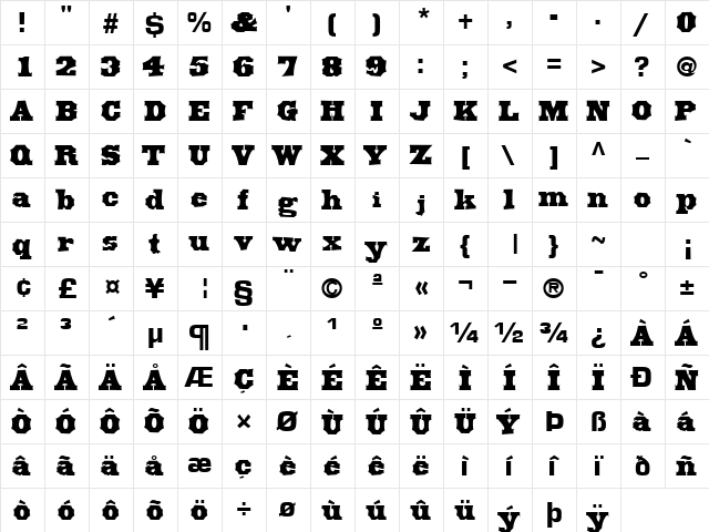 Olden Regular font glyphpreview