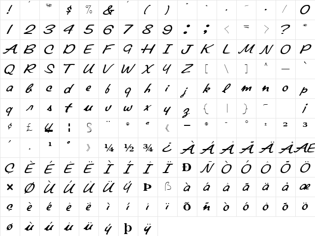 Elaine Regular font glyphpreview
