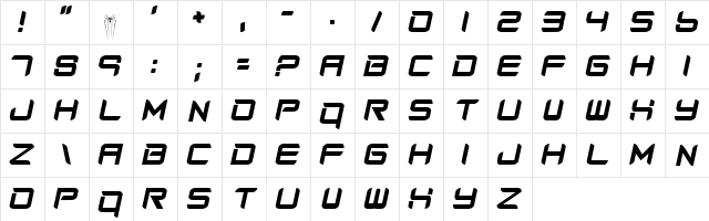 Amazing Spider Man slant Regular font glyphpreview