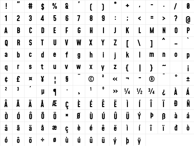 Mohave Bold font glyphpreview