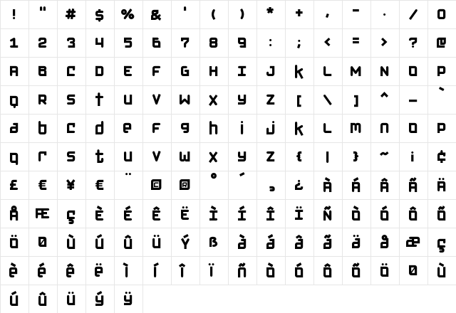 Klondike Bold Regular font glyphpreview