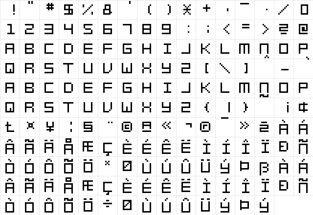 SWF!T_v02 Regular font glyphpreview