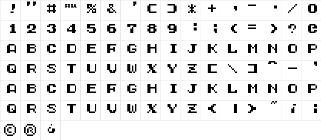 Service Games Oldskool Regular font glyphpreview
