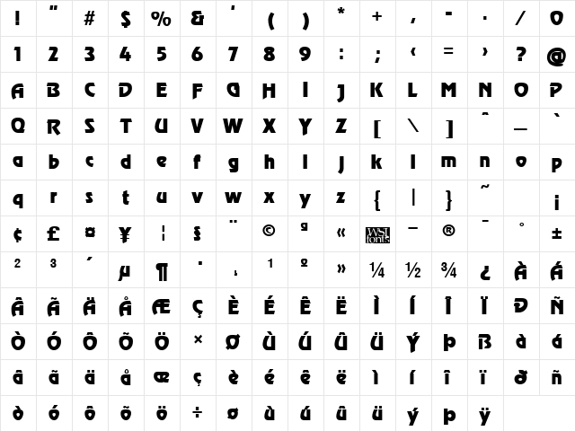 Revel Regular font glyphpreview