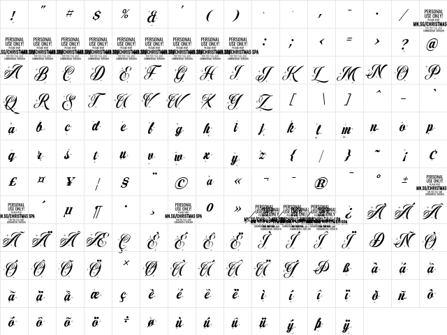 Christmas Sparkle PERSONAL USE Regular font glyphpreview