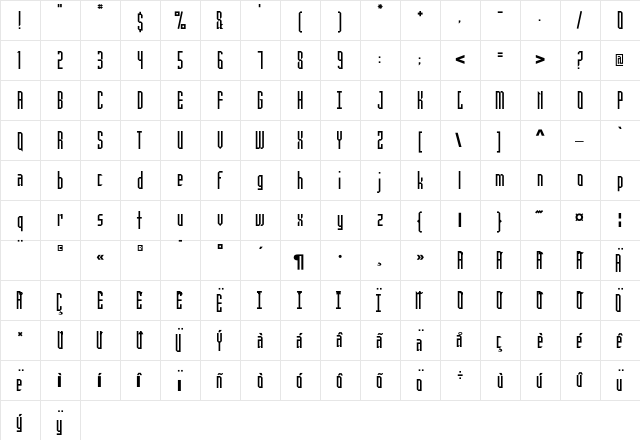 Fourty-five Regular font glyphpreview