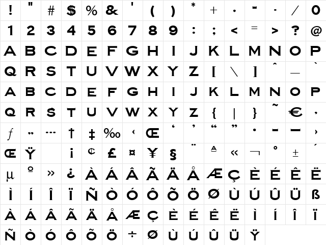 Ulster Regular font glyphpreview