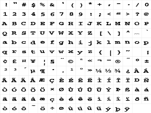 FZ BASIC 54 WAVEY EX Normal font glyphpreview