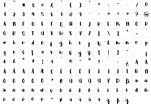 fostella demo Regular font glyphpreview