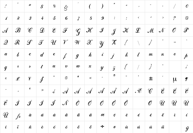 DahlingScriptSSK Regular font glyphpreview