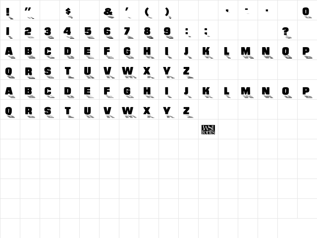SundownDisplayWide Regular font glyphpreview