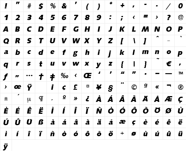 Saxony-BoldIta Regular font glyphpreview