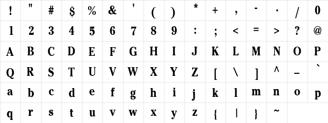 CheltenhamCnd-Bold Regular font glyphpreview