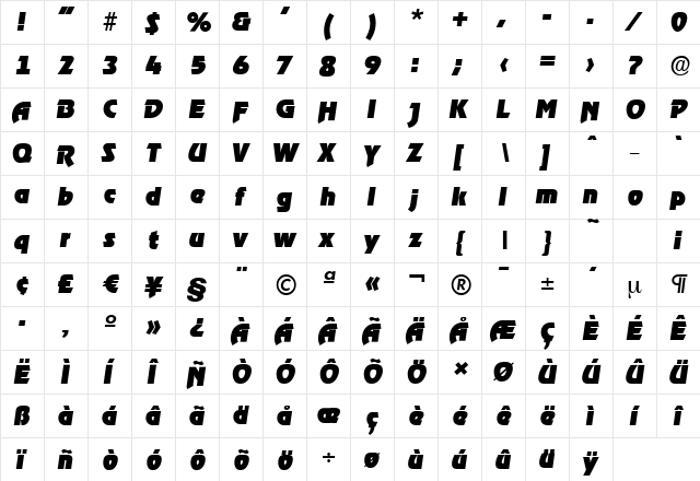 OnStageSerial-Black Italic font glyphpreview