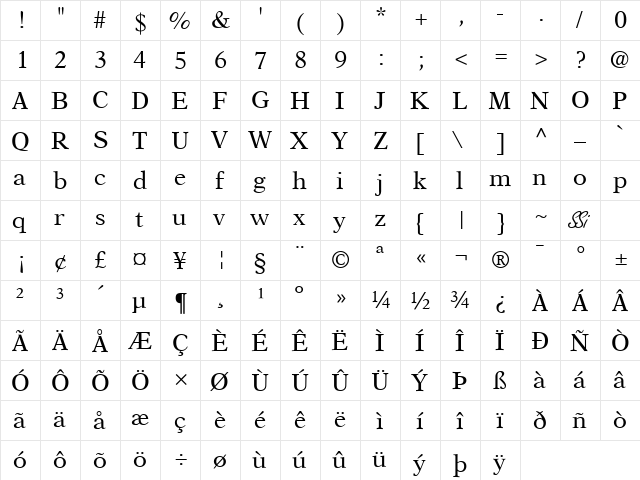 Orchid SSi Regular font glyphpreview