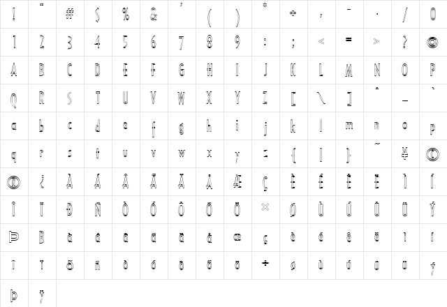 FZ BASIC 16 HOLLOW Normal font glyphpreview