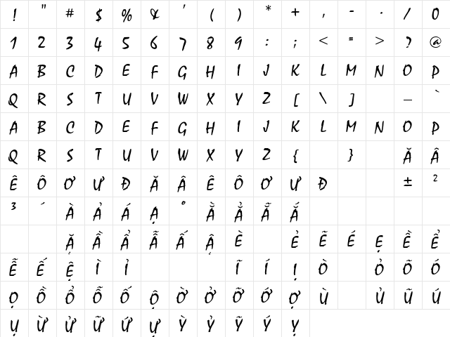 .VnMysticalH Regular font glyphpreview