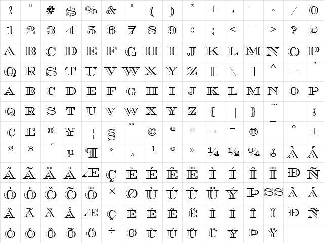 Chevalier Becker Open Discaps Regular font glyphpreview