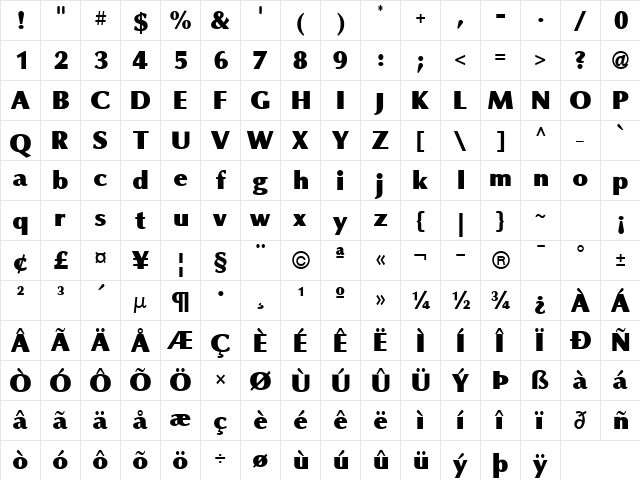 Omni Black Regular font glyphpreview