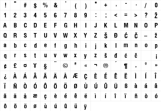 SwizConb Regular font glyphpreview