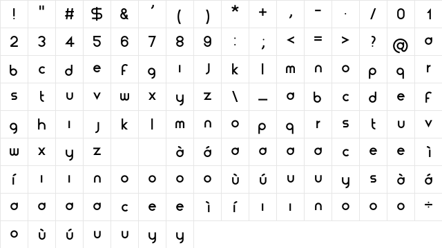 Unisono Lowercase Regular font glyphpreview