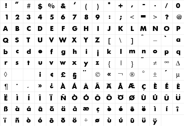 FunctionTwo Bold font glyphpreview