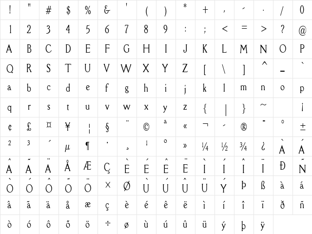 Rory Thin Normal font glyphpreview