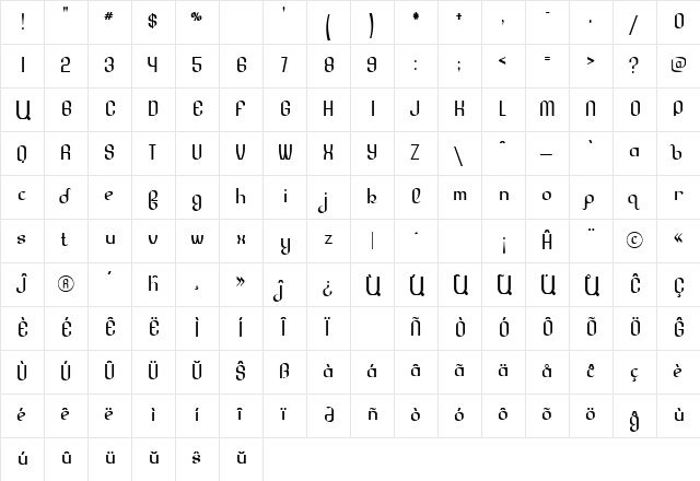 SenzorgaAnhok Regular font glyphpreview