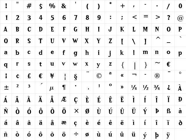 Sprocket BT Regular font glyphpreview