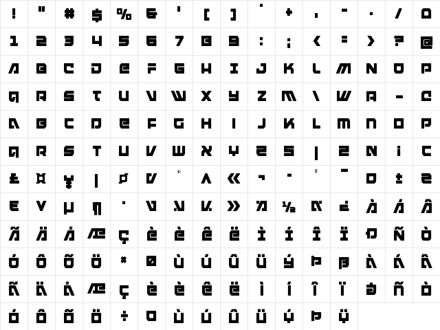 Armed Lightning Condensed Condensed font glyphpreview