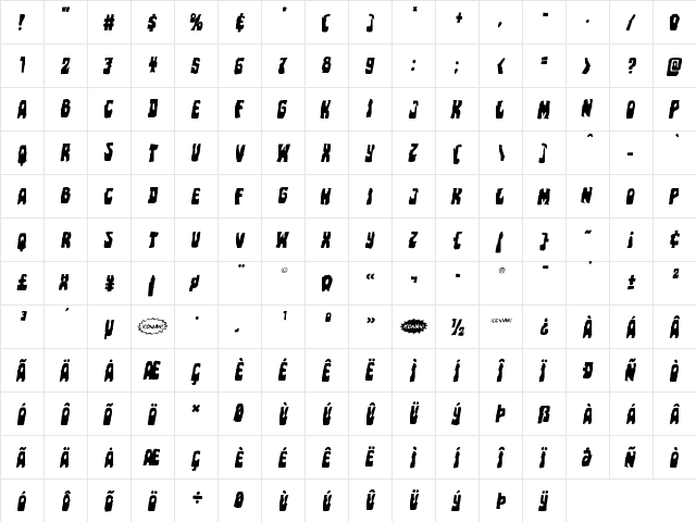 Pocket Monster Mangled Italic Italic font glyphpreview