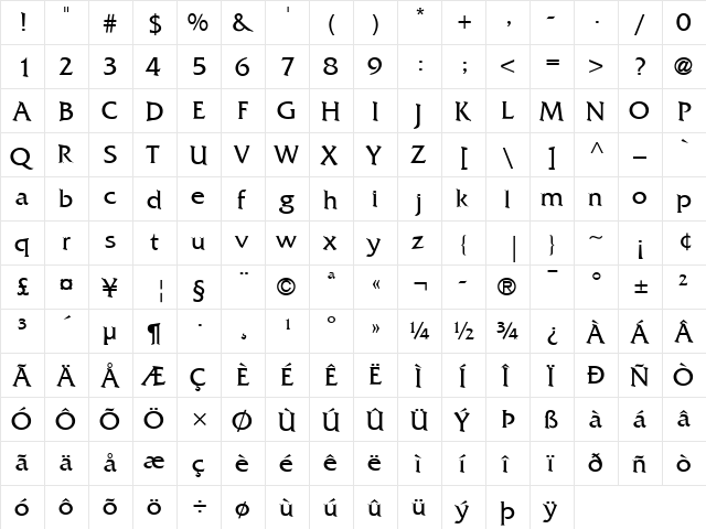 FrizQuadrata LT Regular font glyphpreview