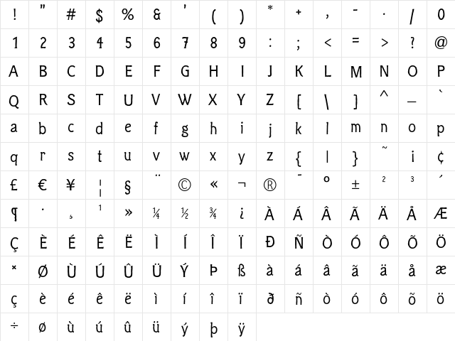Clichee Regular font glyphpreview