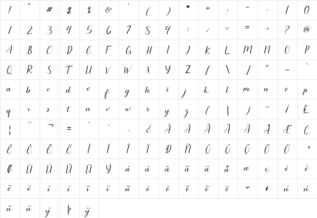 Seullanga Regular font glyphpreview