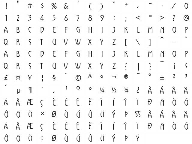 Kolo LP Narrow font glyphpreview