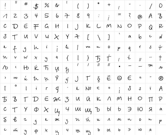 BetinaScriptC Regular font glyphpreview