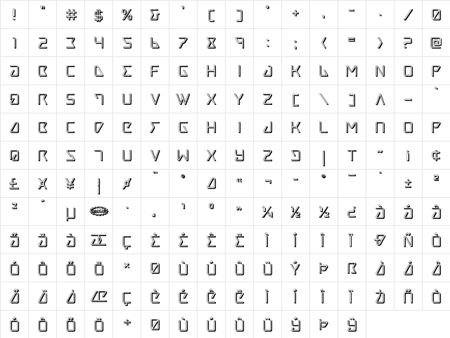 Tracer 3D Regular font glyphpreview