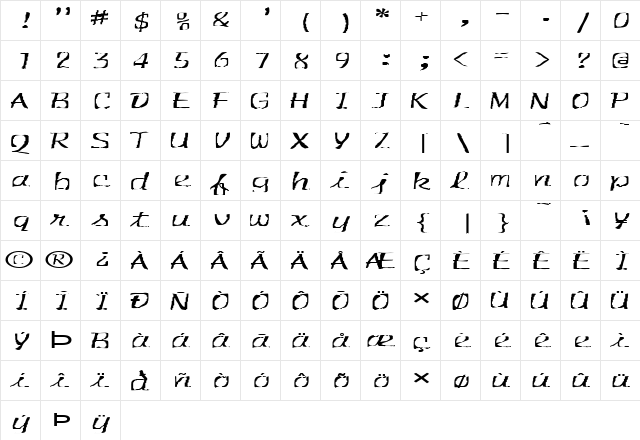 FZ WARPED 30 EX Normal font glyphpreview