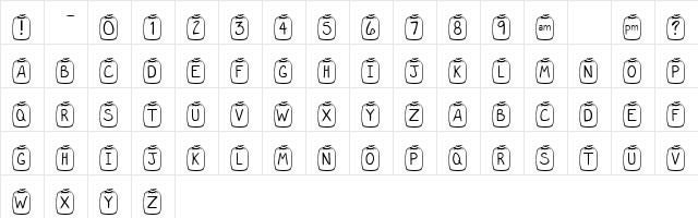 KR Sleep Over Regular font glyphpreview