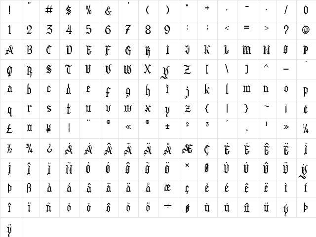Black Clover Font Regular font glyphpreview