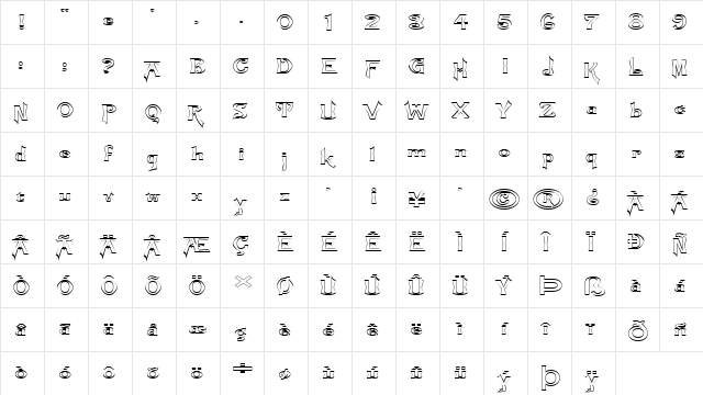 FZ JAZZY 21 HOLLOW EX Normal font glyphpreview