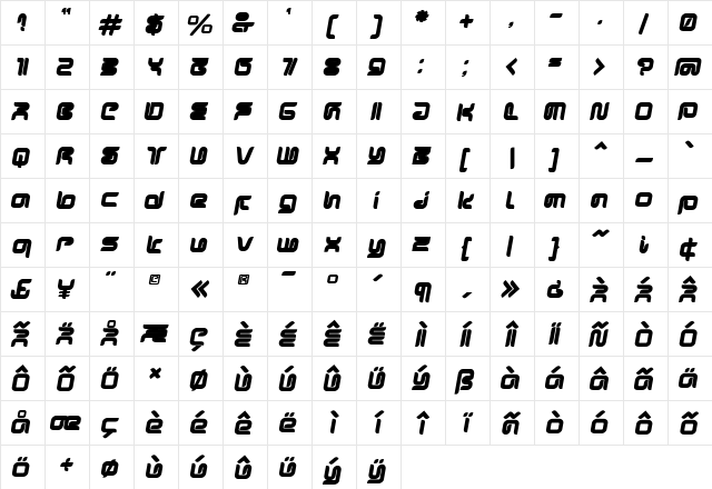 Sharp Regular font glyphpreview