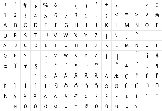 FoundryJournalSC-Book Regular font glyphpreview