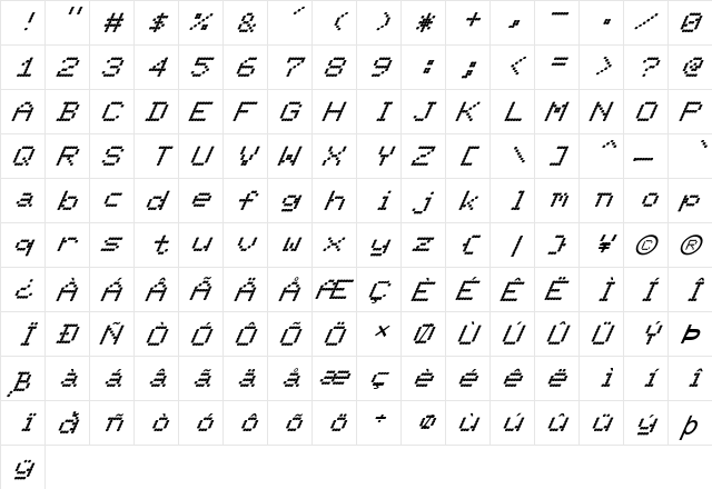 FZ DIGITAL 11 ITALIC Normal font glyphpreview