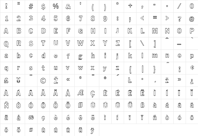 FranklinGothicOutline Regular font glyphpreview